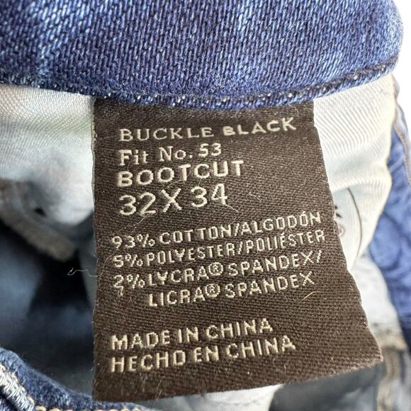 Buckle Black Cotton Blend Medium Wash Mid Rise Fit No. 53 Bootcut Jeans 32 x 34 - Picture 6 of 7